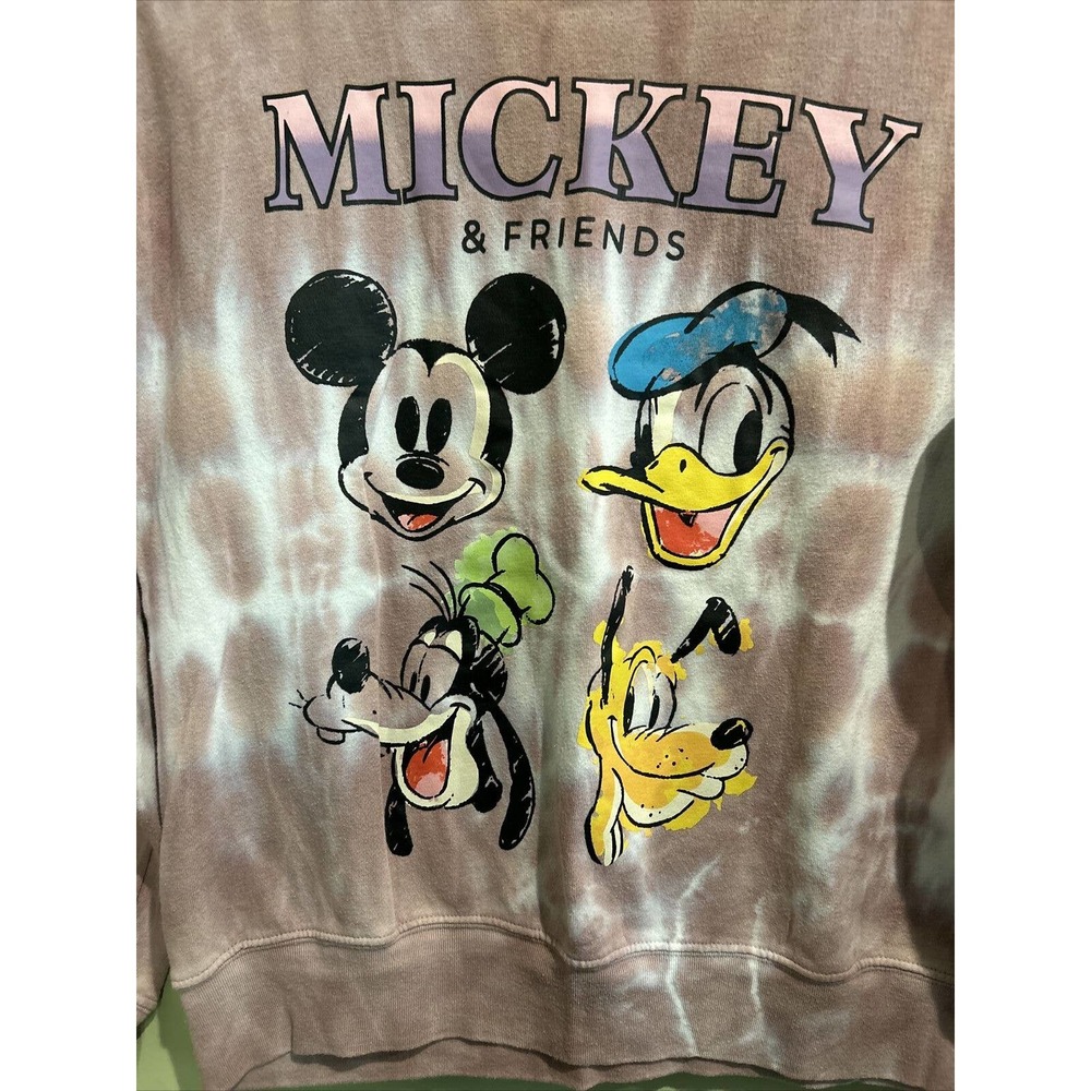 Mickey Mouse & Friends Women's Pink Tie Dye Sweatshirt Size M - Picture 3 of 5